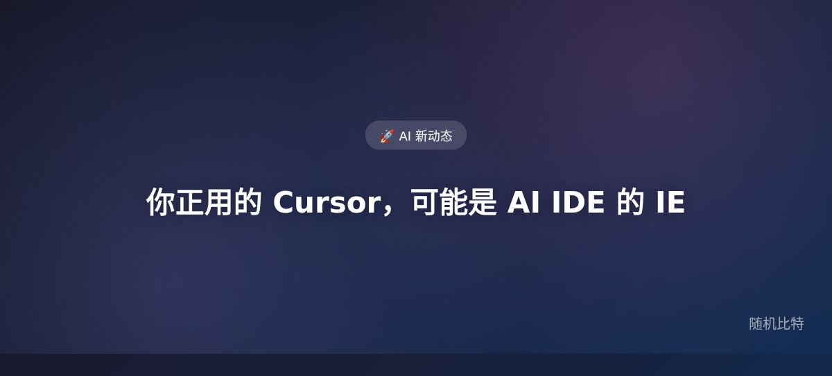 你正用的 Cursor，可能是 AI IDE 的 IE